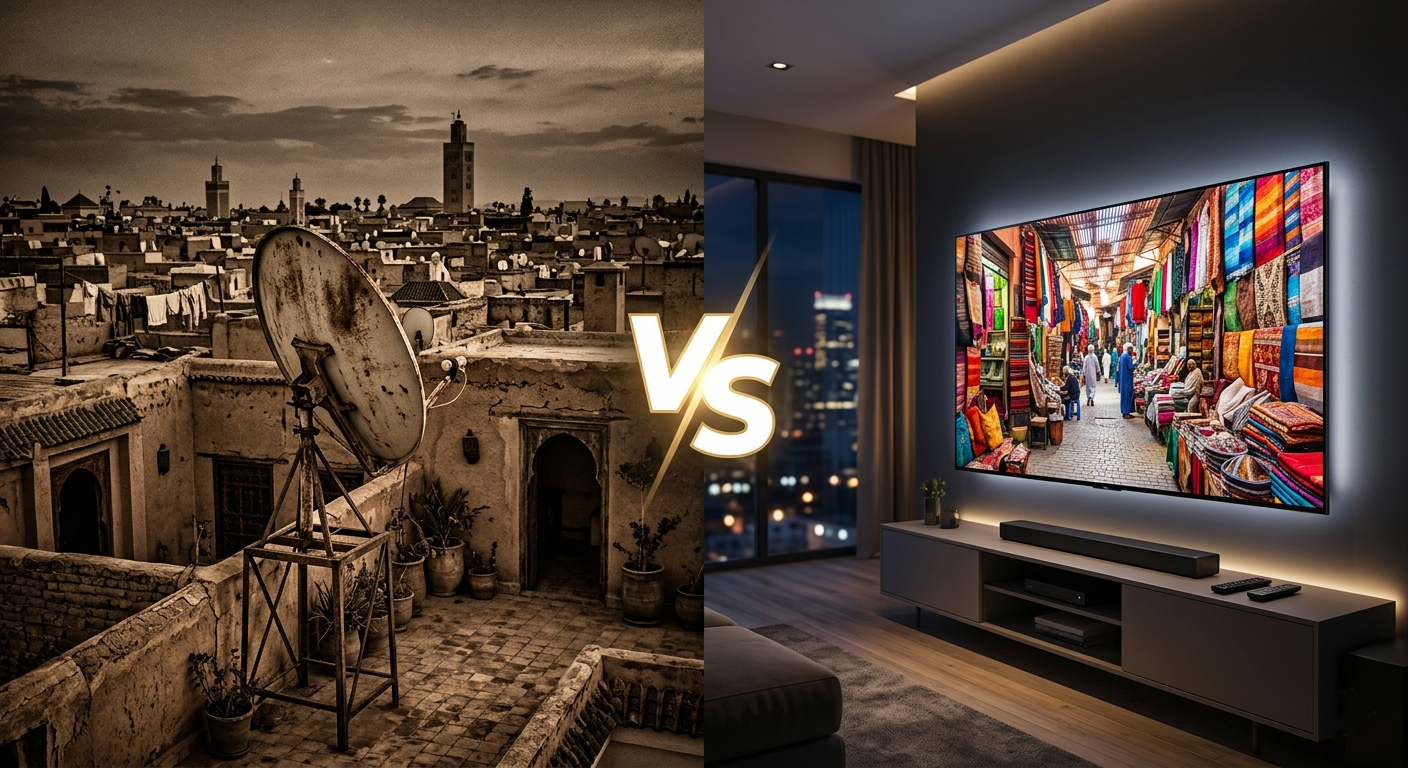 IPTV Maroc vs satellite - comparatif 2026